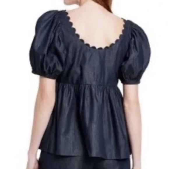 Kika Vargas x Target Denim Short Puff-Sleeve Button-Down Top - Picture 2 of 8